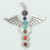 Colorful Natural Stone And Alloy Seven Leaf Flower Moon Angel Wing Geometric Pendant Simple Fashion Jewelry