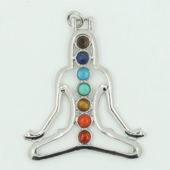 Colorful Natural Stone And Alloy Seven Leaf Flower Moon Angel Wing Geometric Pendant Simple Fashion Jewelry