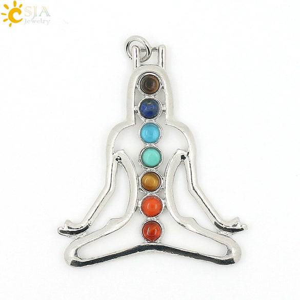 Colorful Natural Stone And Alloy Seven Leaf Flower Moon Angel Wing Geometric Pendant Simple Fashion Jewelry