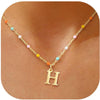 Colorful Resin Letter Pendant Necklace For Women With Gold Tone Stainless Steel Choker Chain Electroplated Light Luxury Style