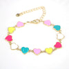 Colorful Smiley Heart Shaped Copper Bracelet For Women Simple Bohemian Geometric Electroplated Couple Jewelry