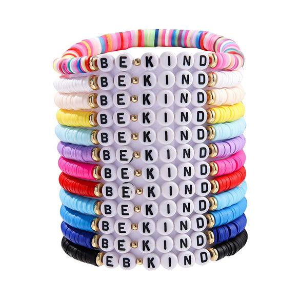 Colorful Soft Pottery Letter Bracelet Minimalist Style For Women And Unisex