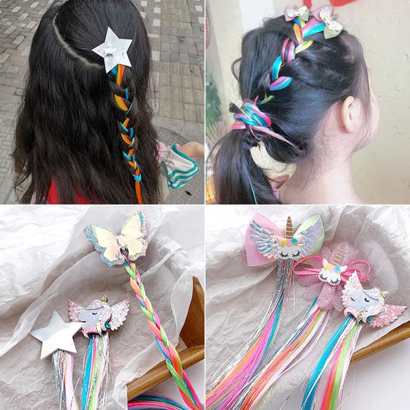 Colorful Wig Braid  Butterfly Cartoon Hairpin
