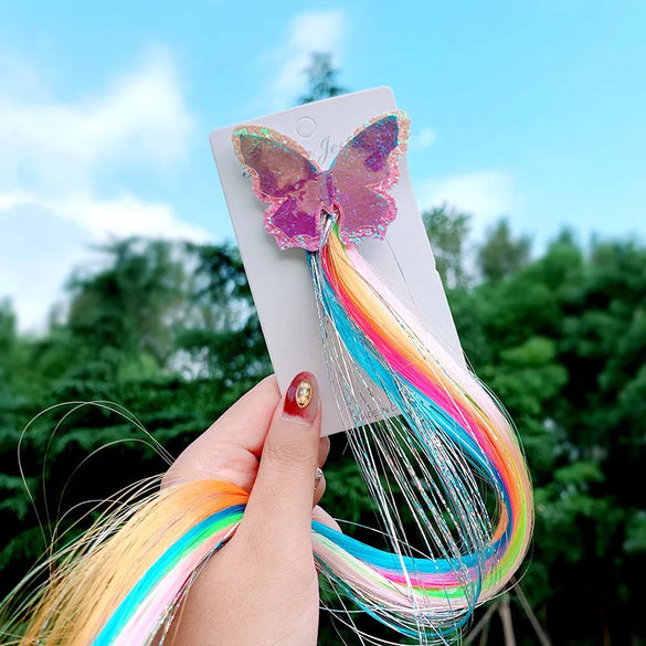 Colorful Wig Braid  Butterfly Cartoon Hairpin