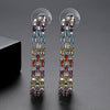 Colorful Zircon Crystal Geometric Copper Earrings For Women With Hollow Electroplated Fashion Design
