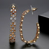 Colorful Zircon Crystal Geometric Copper Earrings For Women With Hollow Electroplated Fashion Design