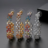 Colorful Zircon Crystal Geometric Copper Earrings For Women With Hollow Electroplated Fashion Design