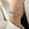 Colorful Zircon Diamond Shaped Open Bracelet In Titanium Steel With Electroplating For Women