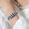 Colorful Zircon Diamond Shaped Open Bracelet In Titanium Steel With Electroplating For Women