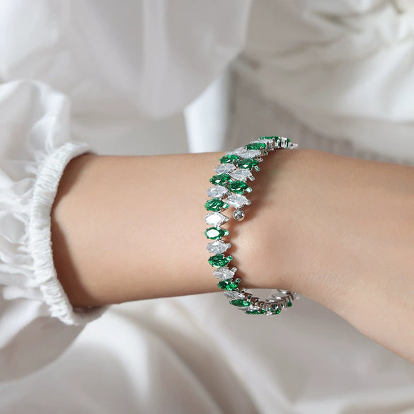Colorful Zircon Diamond Shaped Open Bracelet In Titanium Steel With Electroplating For Women