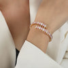 Colorful Zircon Diamond Shaped Open Bracelet In Titanium Steel With Electroplating For Women