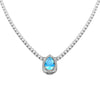 Colorful Zircon Drop Pendant Necklace In Environmental Protection Copper Natural Style Clavicle Chain For Women