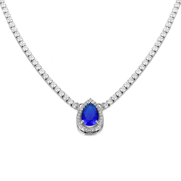 Colorful Zircon Drop Pendant Necklace In Environmental Protection Copper Natural Style Clavicle Chain For Women