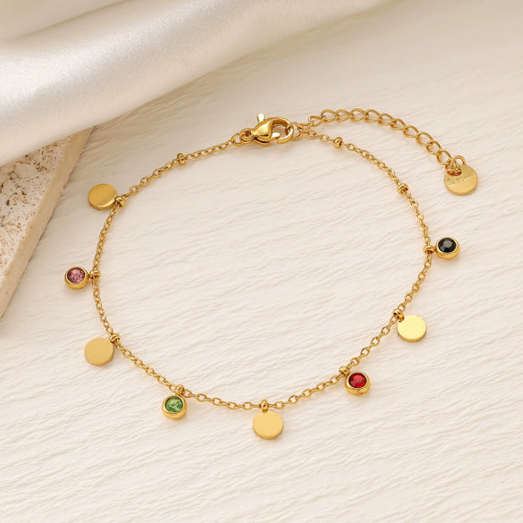 Colorful Zircon Geometric Pattern Titanium Steel 18K Gold Plated Bracelets For Women Fashionable Jewelry Accessories