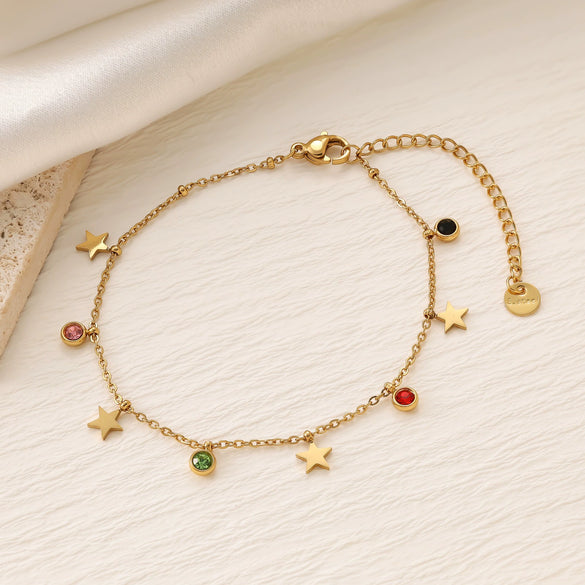 Colorful Zircon Geometric Pattern Titanium Steel 18K Gold Plated Bracelets For Women Fashionable Jewelry Accessories