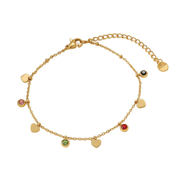 Colorful Zircon Geometric Pattern Titanium Steel 18K Gold Plated Bracelets For Women Fashionable Jewelry Accessories