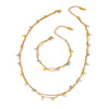 Colorful Zircon Geometric Stainless Steel Necklace And Bracelet Set For Women With 18K Vacuum Plated Finish