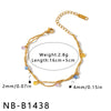Colorful Zircon Geometric Stainless Steel Necklace And Bracelet Set For Women With 18K Vacuum Plated Finish