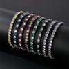 Colorful Zircon Glass Inlaid Light Luxury Style Copper Golden Plated Tennis Chain Bracelet For Women