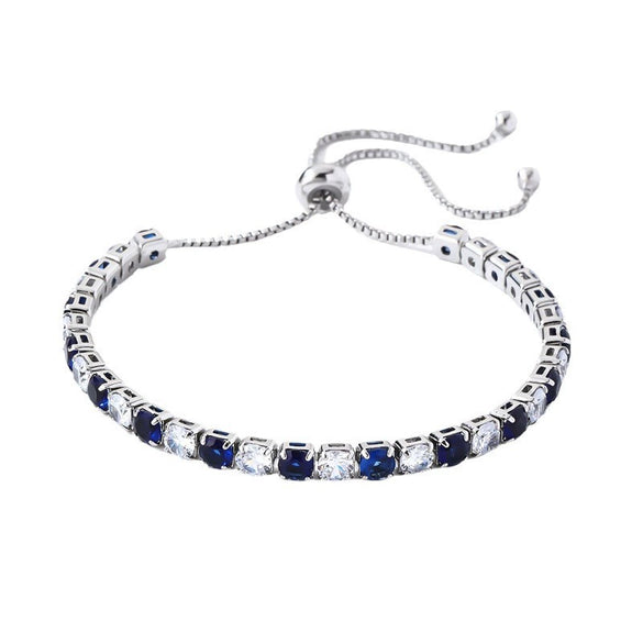 Colorful Zircon Glass Inlaid Light Luxury Style Copper Golden Plated Tennis Chain Bracelet For Women