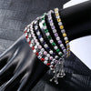 Colorful Zircon Glass Inlaid Light Luxury Style Copper Golden Plated Tennis Chain Bracelet For Women