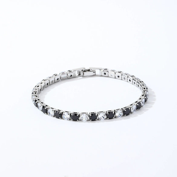 Colorful Zircon Glass Inlaid Light Luxury Style Copper Golden Plated Tennis Chain Bracelet For Women