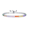 Colorful Zircon Glass Inlaid Light Luxury Style Copper Golden Plated Tennis Chain Bracelet For Women
