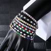 Colorful Zircon Glass Inlaid Light Luxury Style Copper Golden Plated Tennis Chain Bracelet For Women