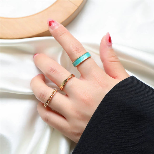 Combination Oil Drop Ring Alloy Electroplated Geometric Style Unisex