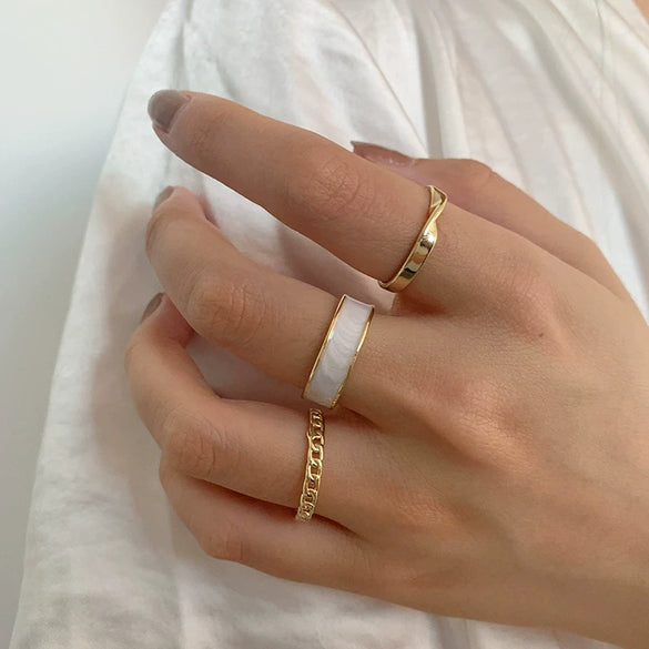 Combination Oil Drop Ring Alloy Electroplated Geometric Style Unisex