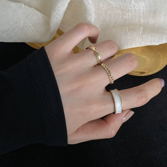 Combination Oil Drop Ring Alloy Electroplated Geometric Style Unisex