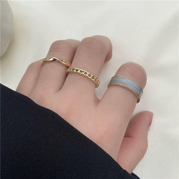 Combination Oil Drop Ring Alloy Electroplated Geometric Style Unisex