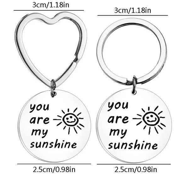 Commute Sun Letter 304 Stainless Steel Carving Silver Plated Keychain