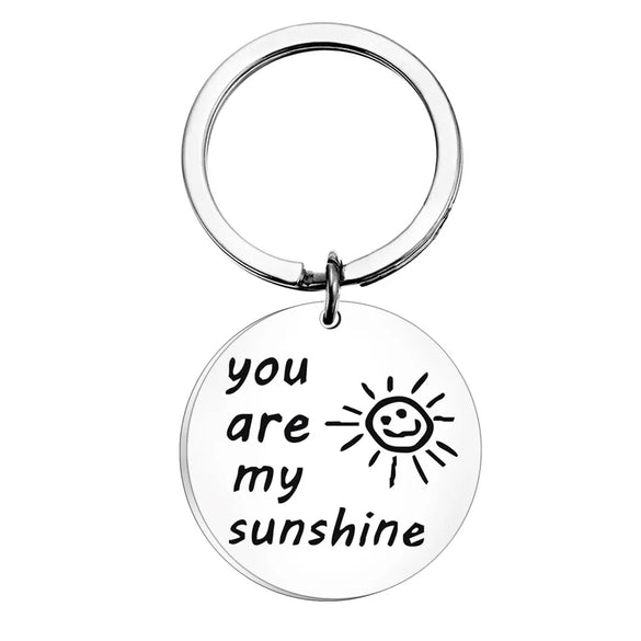 Commute Sun Letter 304 Stainless Steel Carving Silver Plated Keychain