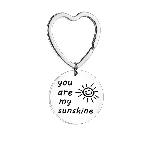 Commute Sun Letter 304 Stainless Steel Carving Silver Plated Keychain