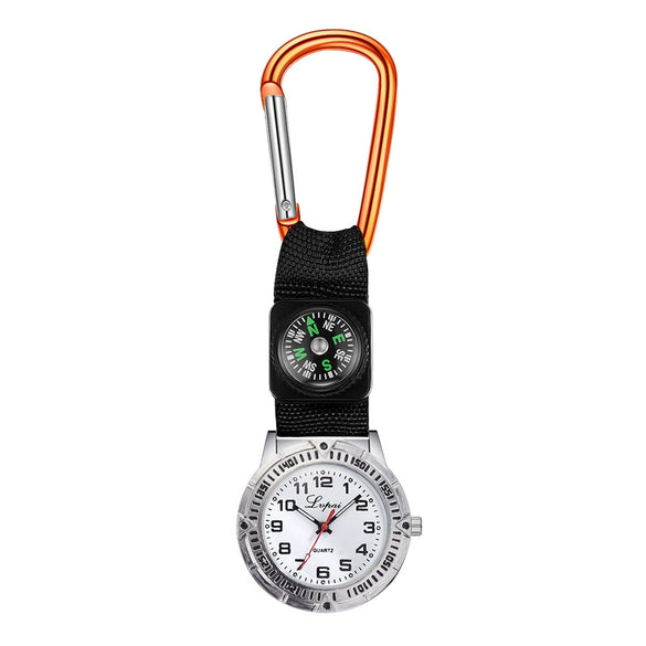 Compass Carabiner Nurse Watch Simple Fashion Leisure Watch With Round Dial And Canvas Strap And Alloy Case