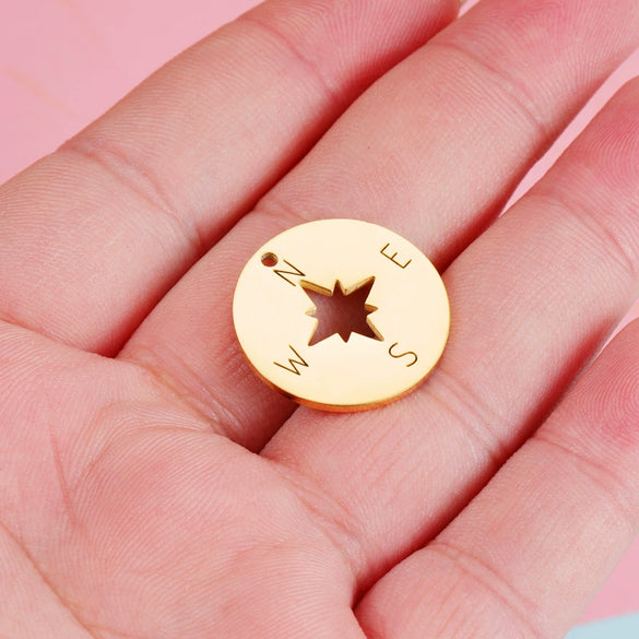 Compass Disc Pendant Jewelry Accessories Stainless Steel Fine Polished