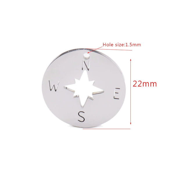Compass Disc Pendant Jewelry Accessories Stainless Steel Fine Polished