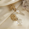 Conch Pearl And Stainless Steel Earrings With Animal And Zodiac Patterns For Women