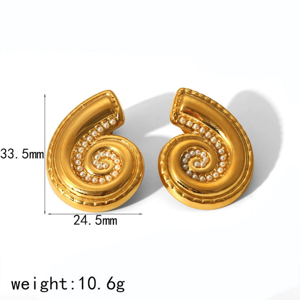 Conch Titanium Steel Stainless Steel Electroplated Women's Exaggerated Natural Style Earrings