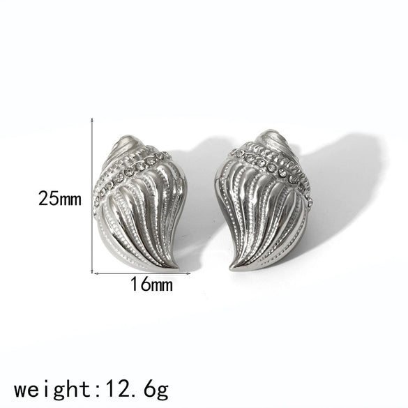 Conch Titanium Steel Stainless Steel Electroplated Women's Exaggerated Natural Style Earrings