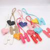 Contrast Color Letter Love Artificial Leather Bag With Diy Knot Lanyard Pendant Accessories Featuring Little Bear Pig Small Animal Patterns And Electroplating Processing