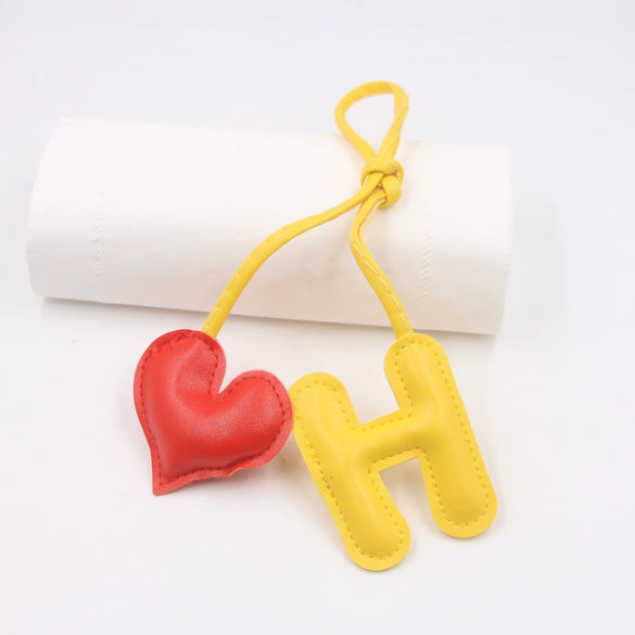 Contrast Color Letter Love Artificial Leather Bag With Diy Knot Lanyard Pendant Accessories Featuring Little Bear Pig Small Animal Patterns And Electroplating Processing