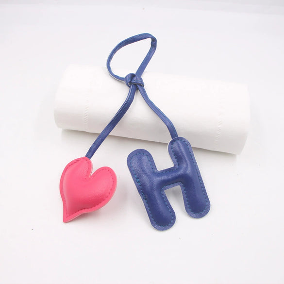 Contrast Color Letter Love Artificial Leather Bag With Diy Knot Lanyard Pendant Accessories Featuring Little Bear Pig Small Animal Patterns And Electroplating Processing