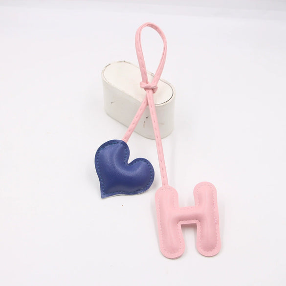 Contrast Color Letter Love Artificial Leather Bag With Diy Knot Lanyard Pendant Accessories Featuring Little Bear Pig Small Animal Patterns And Electroplating Processing