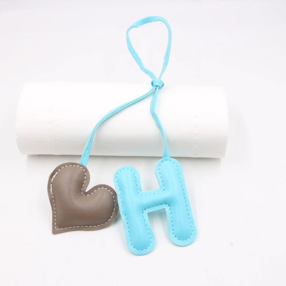 Contrast Color Letter Love Artificial Leather Bag With Diy Knot Lanyard Pendant Accessories Featuring Little Bear Pig Small Animal Patterns And Electroplating Processing