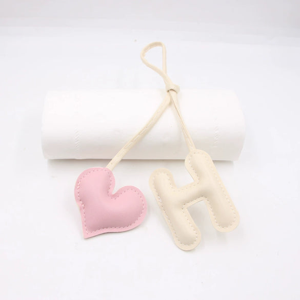 Contrast Color Letter Love Artificial Leather Bag With Diy Knot Lanyard Pendant Accessories Featuring Little Bear Pig Small Animal Patterns And Electroplating Processing