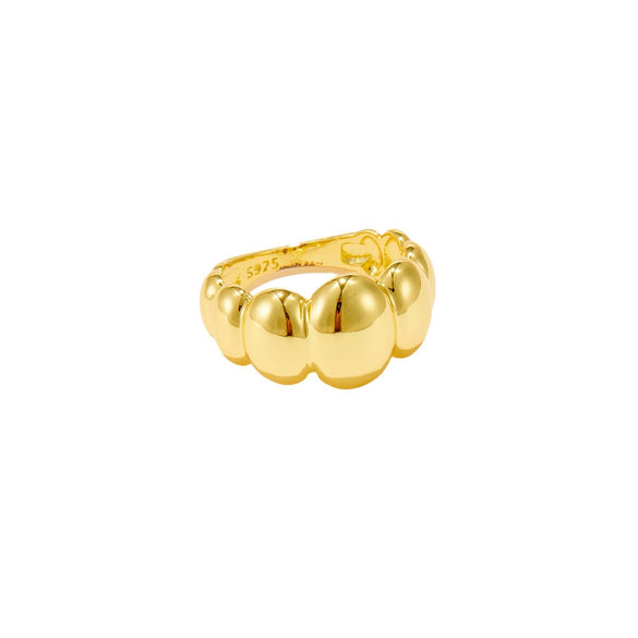 Convex Oval Copper Ring With Geometric Design Electroplated 18K Gold For Women Fashion Jewelry