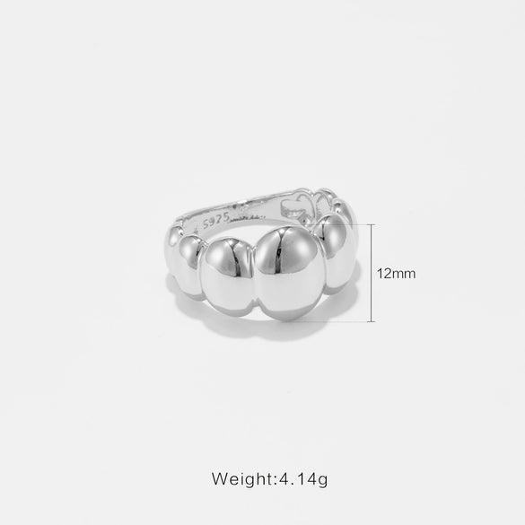 Convex Oval Copper Ring With Geometric Design Electroplated 18K Gold For Women Fashion Jewelry