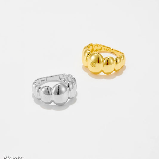 Convex Oval Copper Ring With Geometric Design Electroplated 18K Gold For Women Fashion Jewelry